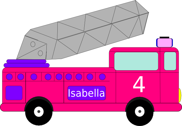 Isabella Birthday Firetruck Clip Art - Fire Truck Clip Art (600x416)