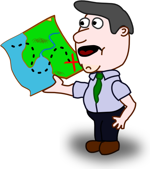 Man Holding Map Clip Art - Man With A Map Clipart (528x594)