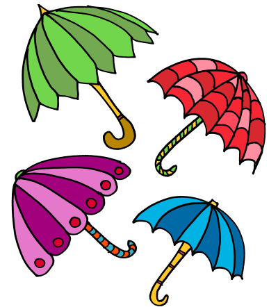 Umbrella Clipart Seven - Seven Umbrellas Clipart (410x480)