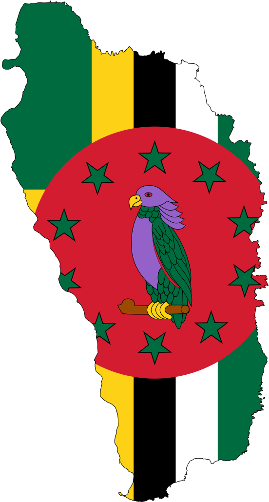 Us Map Clipart - Dominica Map With Flag (555x1038)