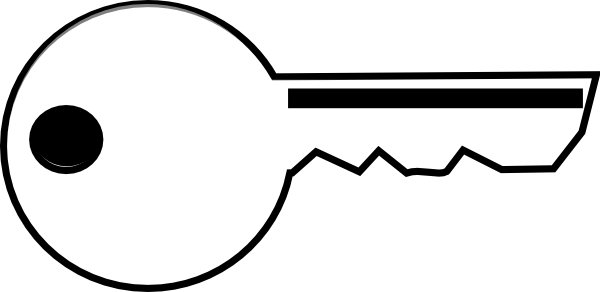 Free Clip Art Of Key Clipart - Black And White Key (600x292)