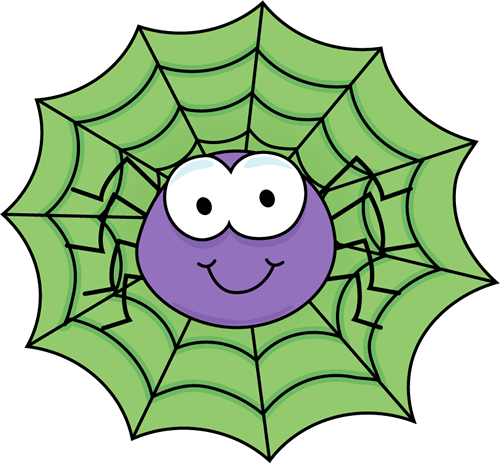 Spider In A Green Spider Web Clip Art - Clipart Images Of Spider (500x463)