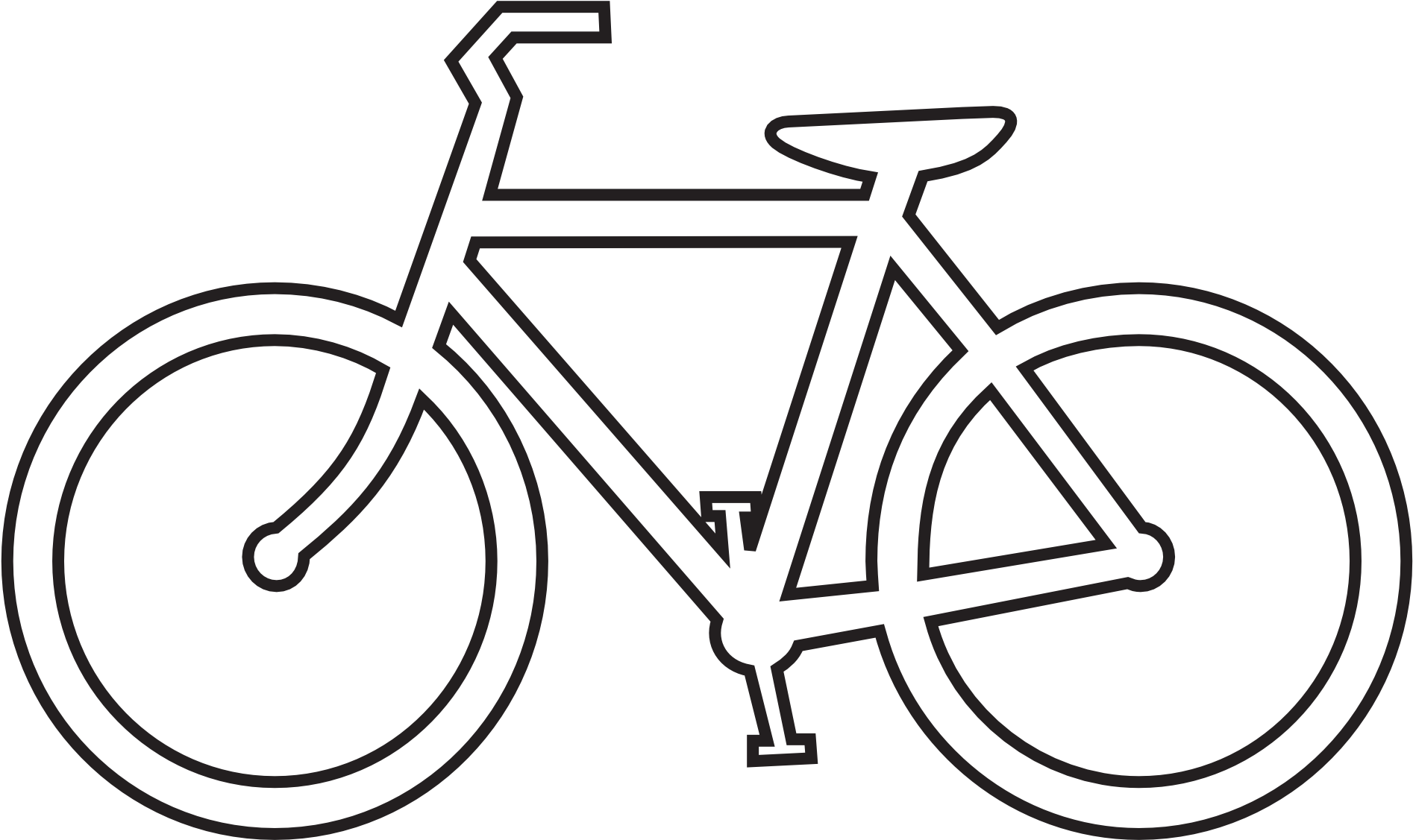 Clipart Line Drawing - Bike Black And White (1969x1478)
