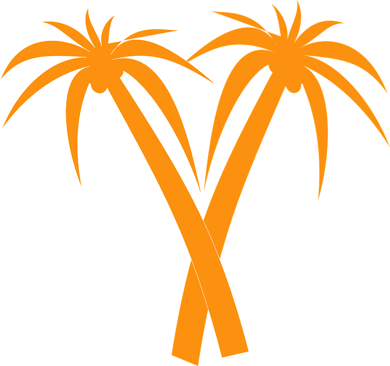 Palm Trees Orange Tropical Palm Silhouette Crossed - Orange Palm Tree Silhouette (767x720)