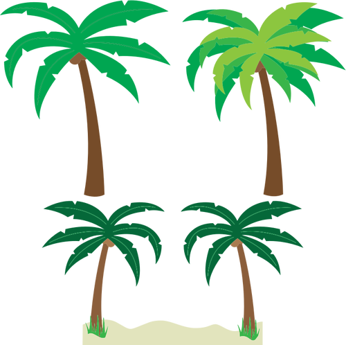 Palm Trees Silhouette Vector Drawing Public Domain - Small Cartoon Palm Tree (500x498)