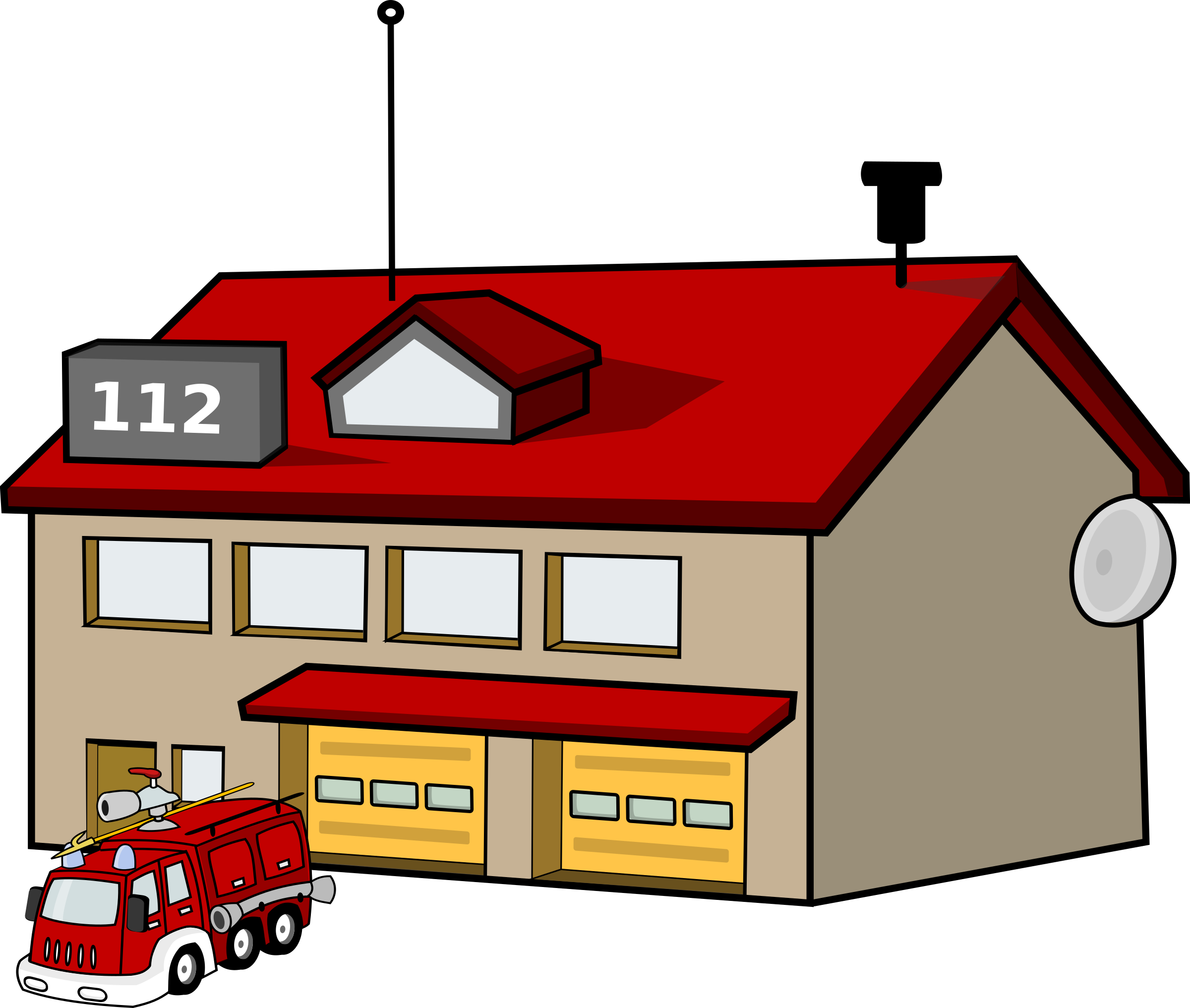 Fire Station Clip Art Free Vector / 4vector - Fire Station Clipart (2400x2033)