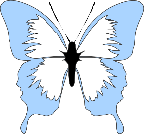 Blue Butterfly Clip Art At Clker - Light Blue Butterfly Clipart (600x559)