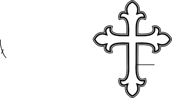 White Cross Clip Art - Fancy Cross (600x343)