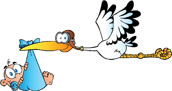 Stork And Baby Clipart Stork Carrying Ba Boy Cartoon - Stork Baby Clipart (600x600)