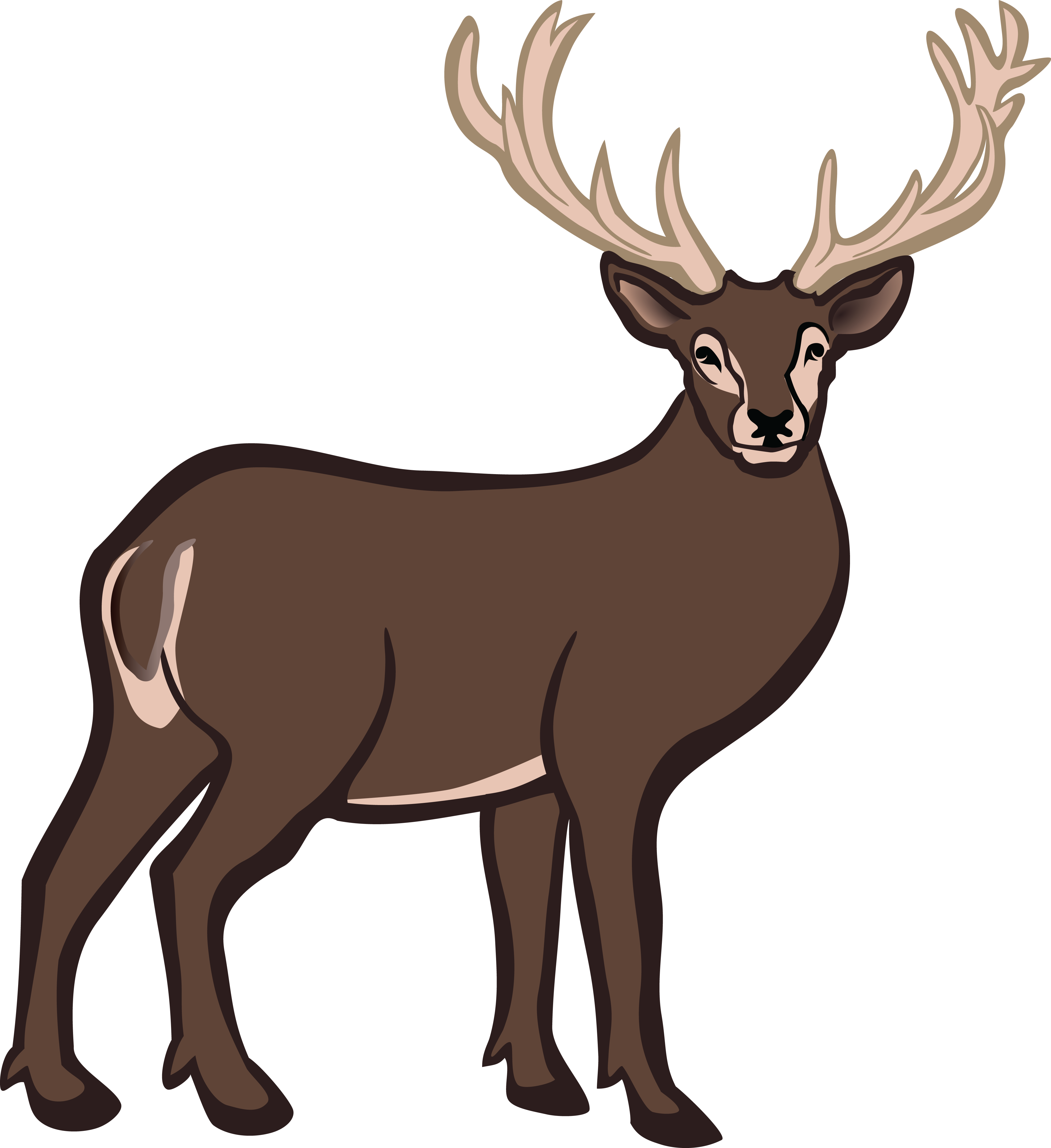 Free Clipart Of A Buck Deer - Gambar Rusa Berwarna (4000x4368)