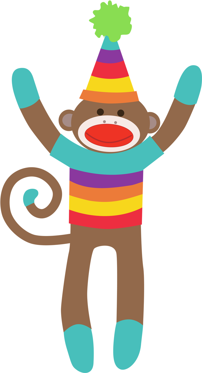 Sock Monkey Clip Art For Christmas - Colorful Sock Monkey Clip Art (964x1500)