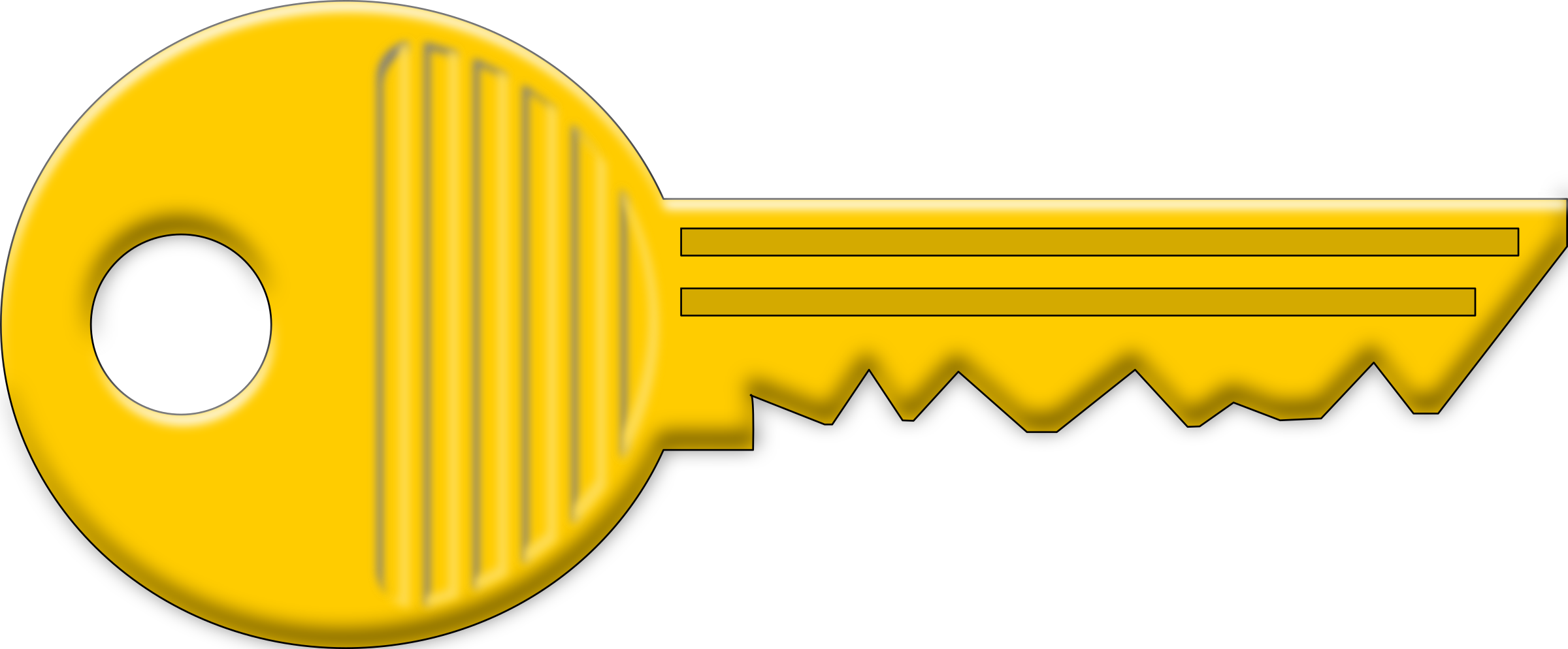 Free Vector Yellow Key Clip Art - Key Png (2400x994)