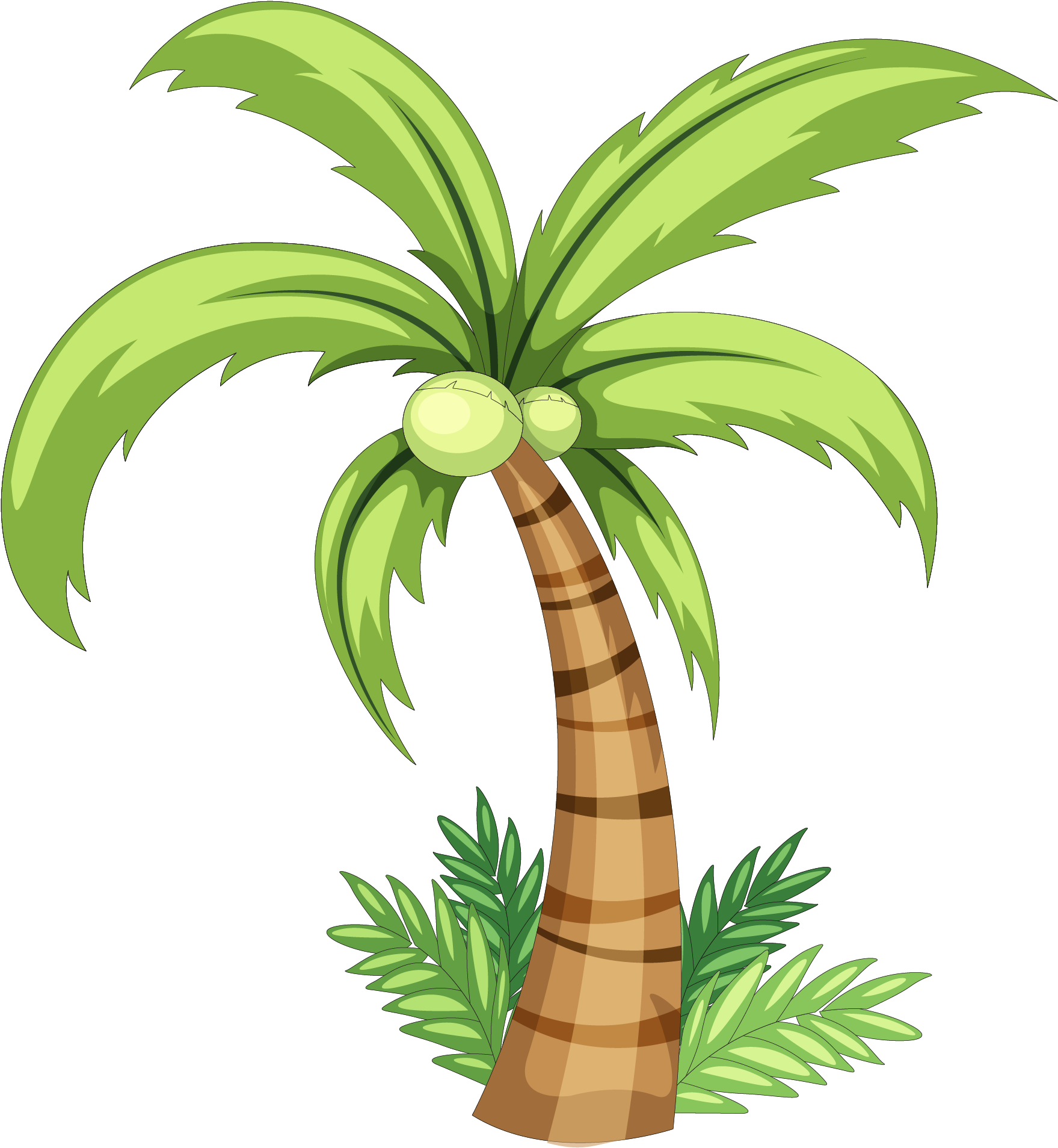 Coconut Drawing Clip Art - Simple Coconut Tree Drawing (2222x2222)