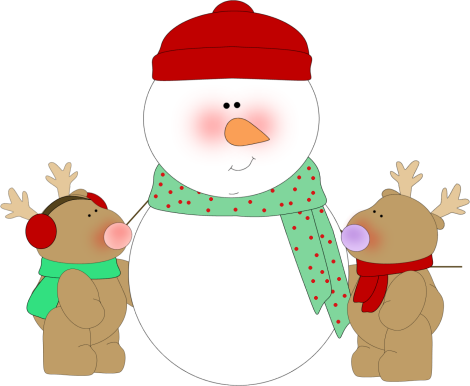 Snowman And Reindeer - Snowman Clip Art (470x386)