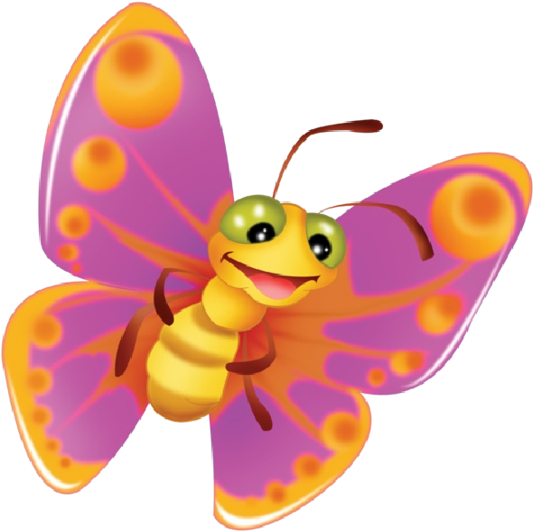 Clip Art - Butterfly In Cartoon Clip Art (600x600)