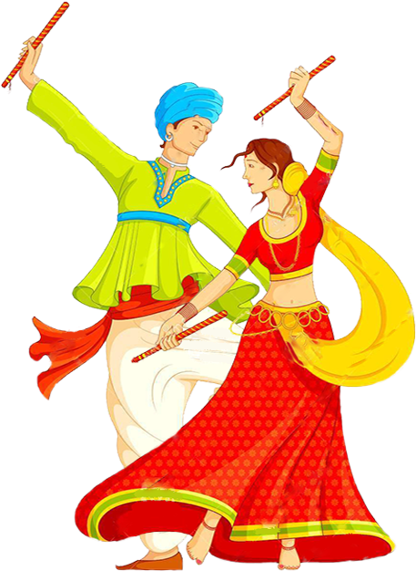 Dandiya Dance Clipart - Navratri Mailer (464x633)