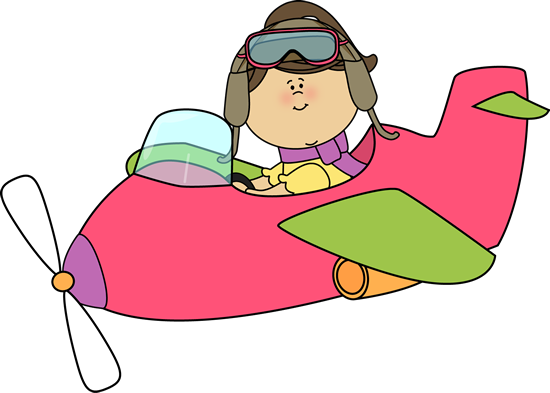 Little Girl Flying A Plane - Flying A Plane Clipart (550x393)