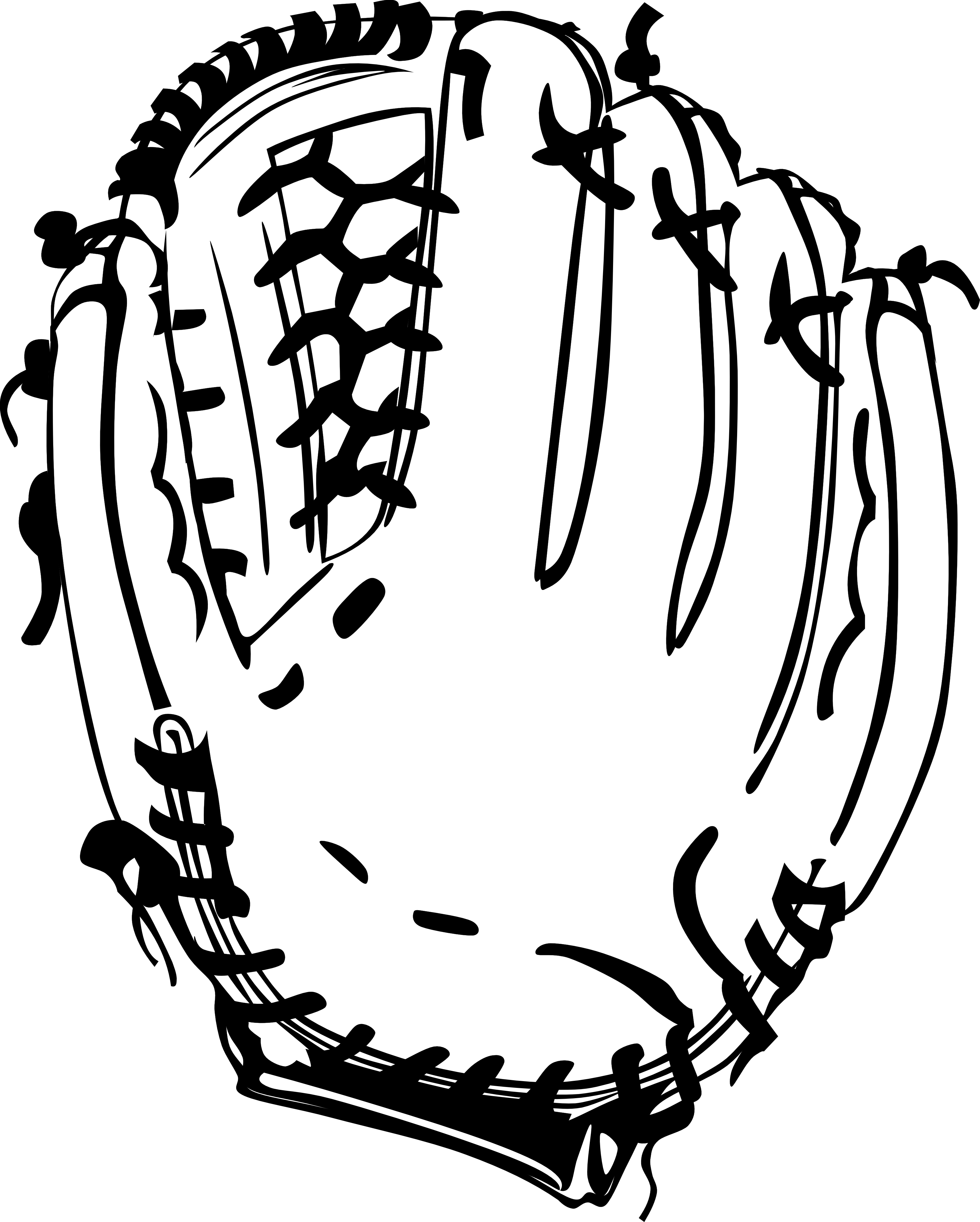 Snowflake - Clipart - Black - And - White - Baseball Glove Black And White (3333x4155)