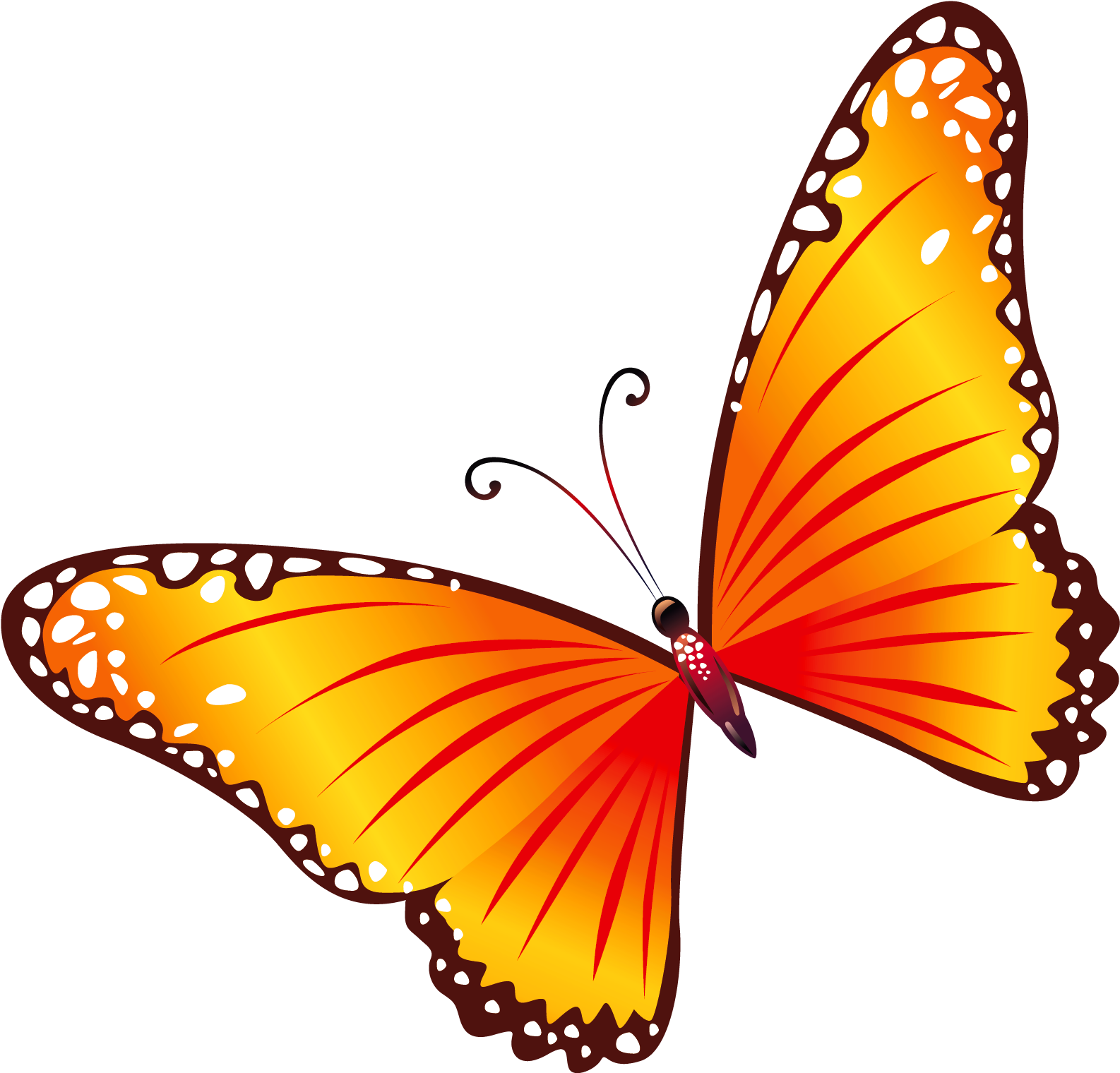 Clip Art Free Butterflies - Red And Yellow Butterfly (1717x1686)