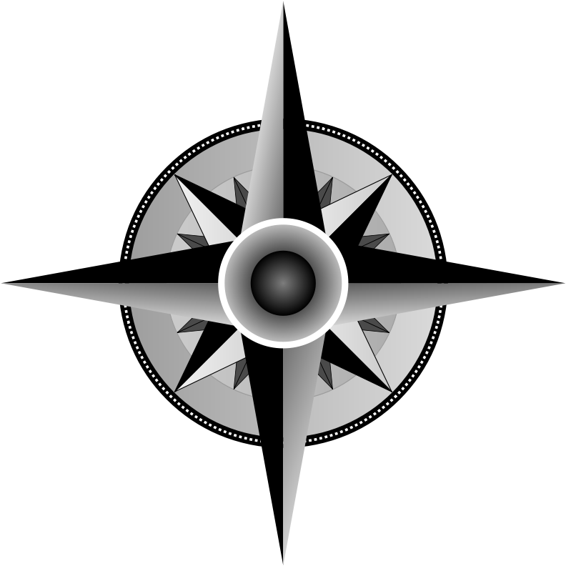 Compass Rose Pictures Clip Art - Grayscale Compass (800x800)