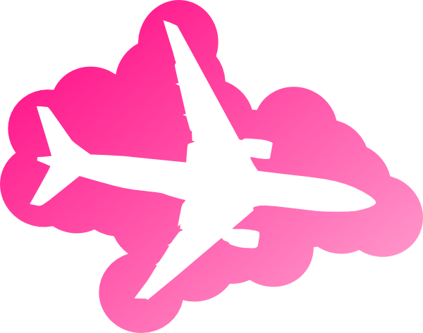 Pink Airplane Clip Art - Plane In The Sky (600x473)