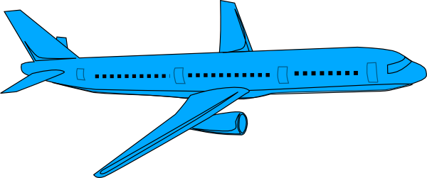 Aviation Clipart Blue Plane - Clip Art Blue Airplane (600x251)