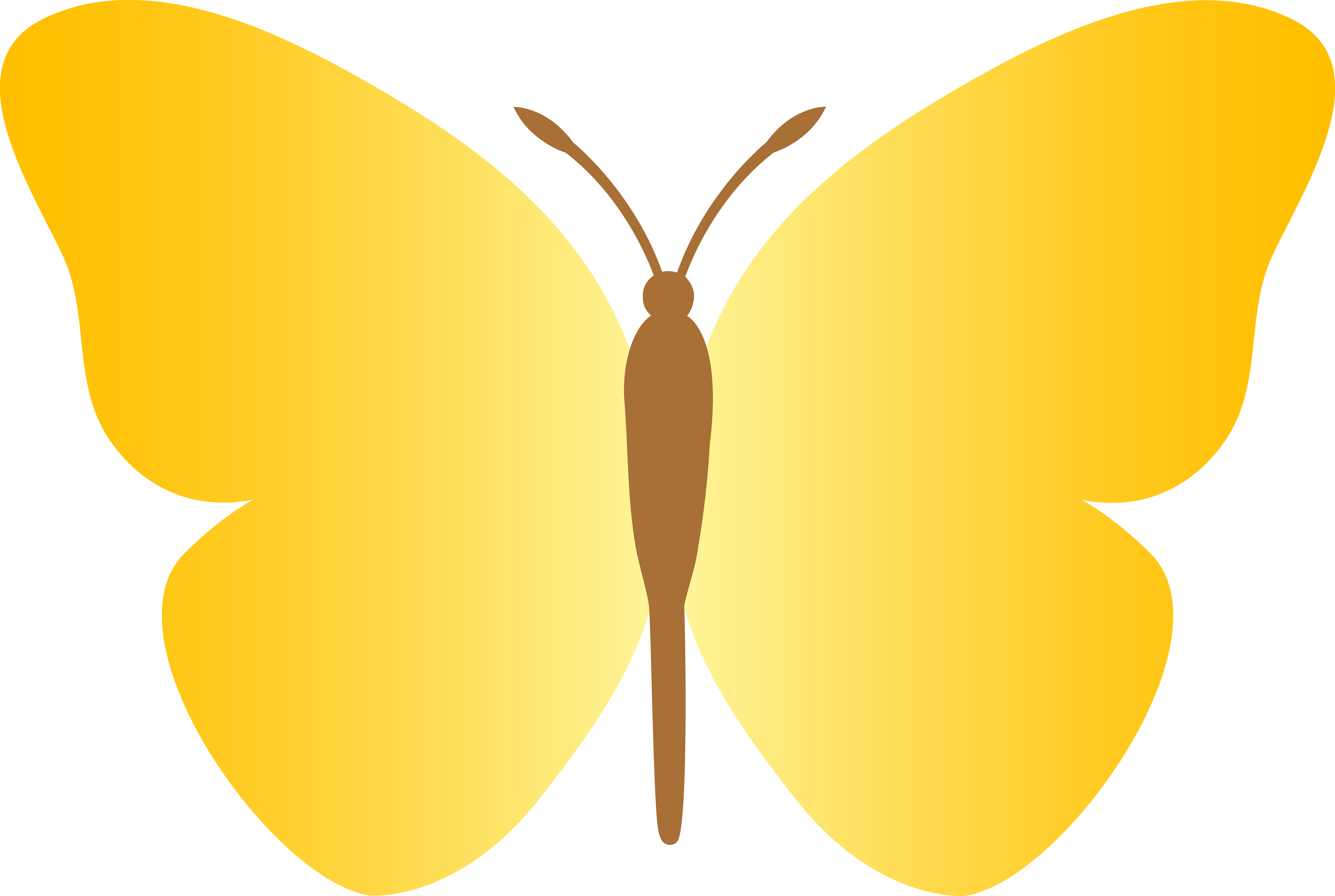 Butterfly Clipart Simple Butterfly - Butterfly Cartoon Yellow (5381x3614)