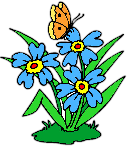 Clipart Flowers And Butterfly - Flowers Clip Art (490x566)