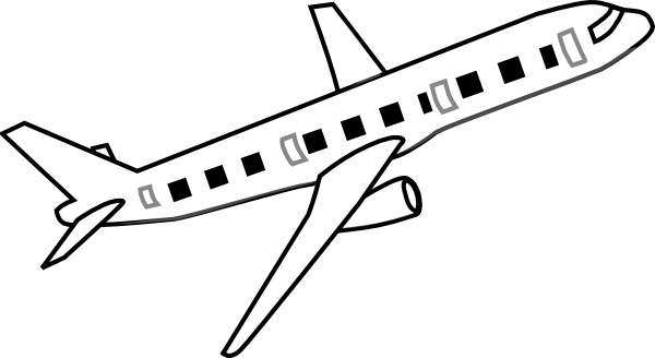 Clip Art Air Plane - Aeroplane Clipart Black And White (600x328)