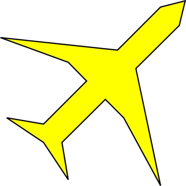 Airplane Clipart Yellow Airplane - Yellow Plane Clip Art (600x600)