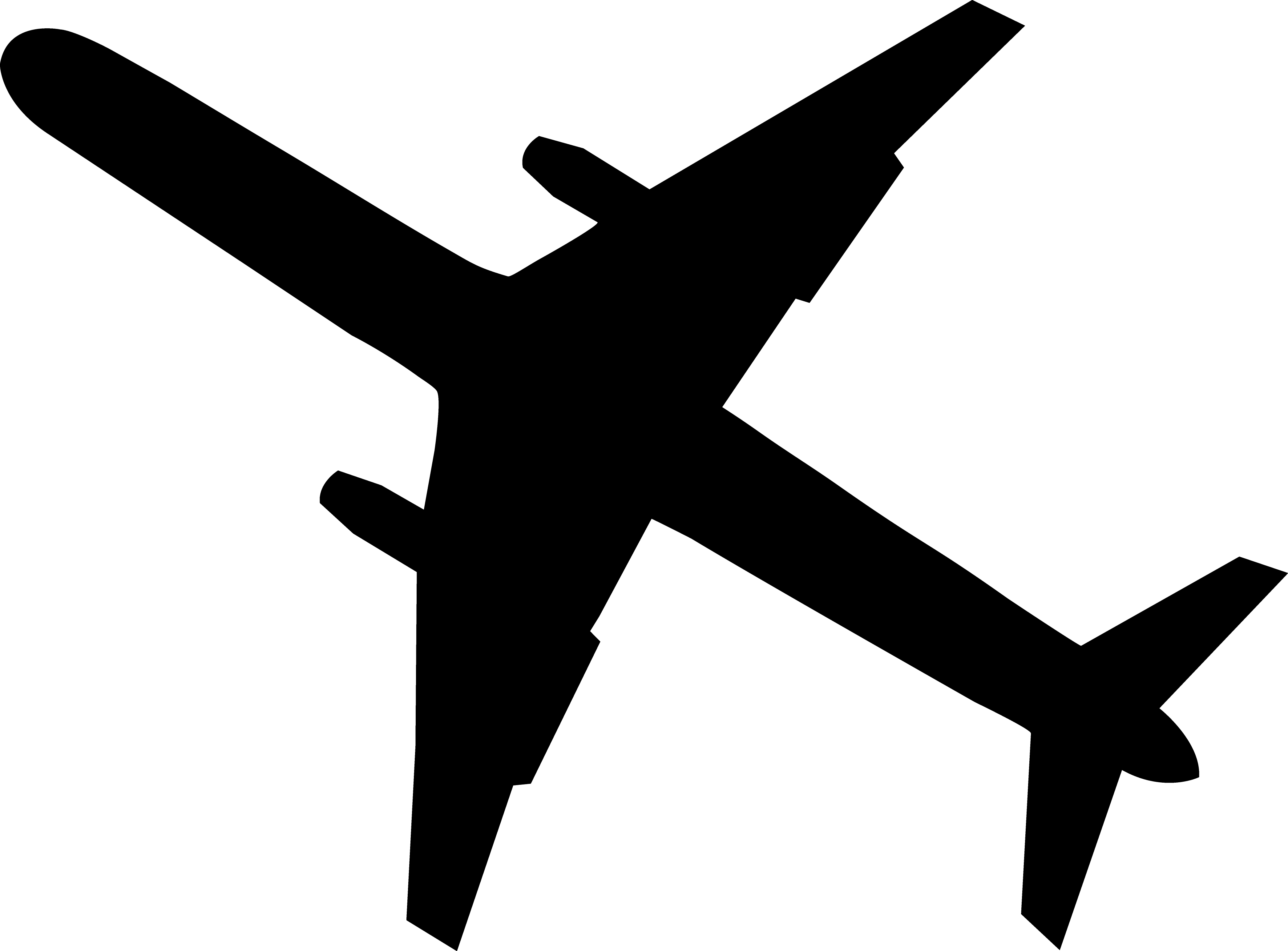 Black Airplane Silhouette - Drawing Of A Plane Simple (4183x3090)