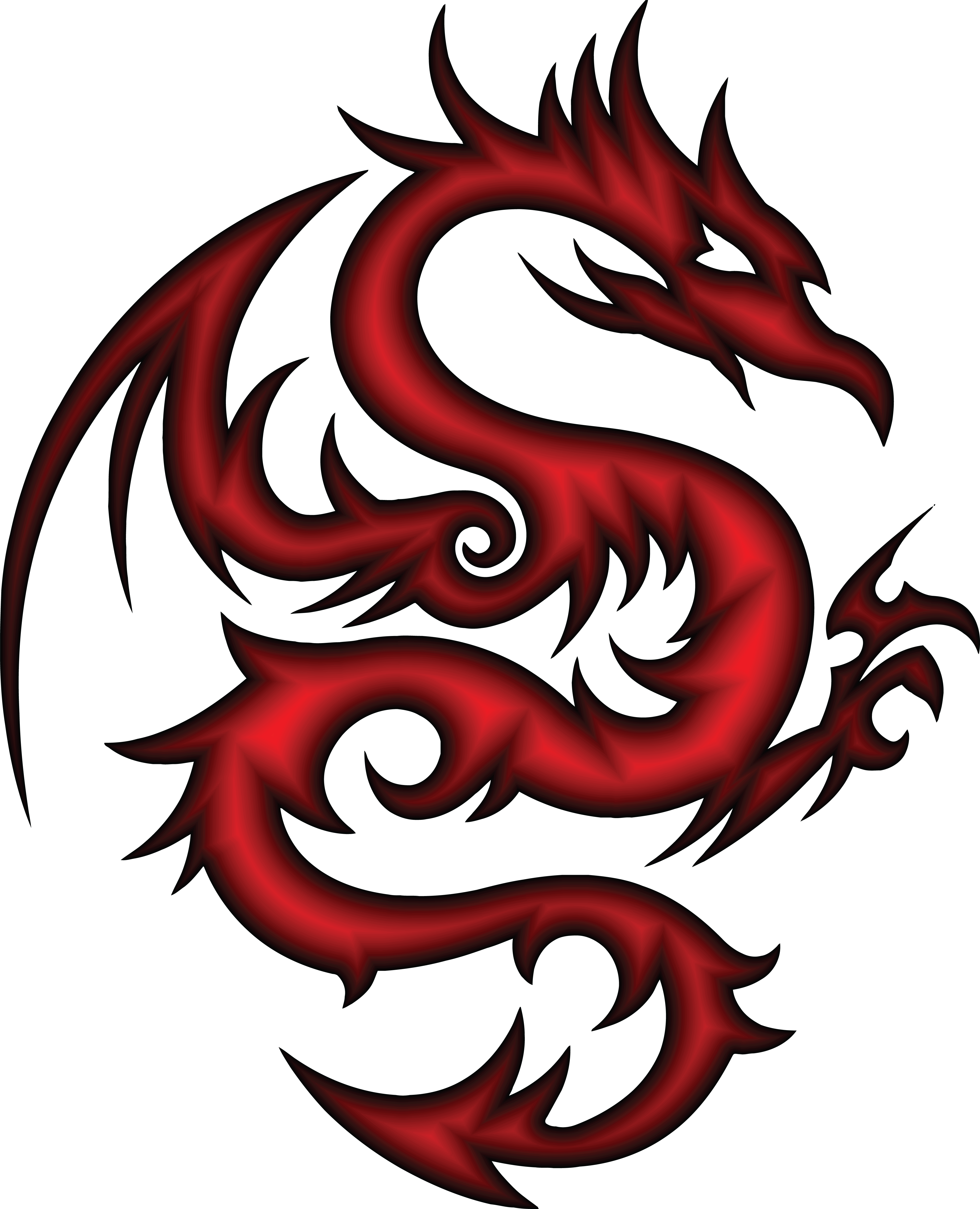 Red Dragon Clipart Free - Tattoo Tribal Dragon Red.