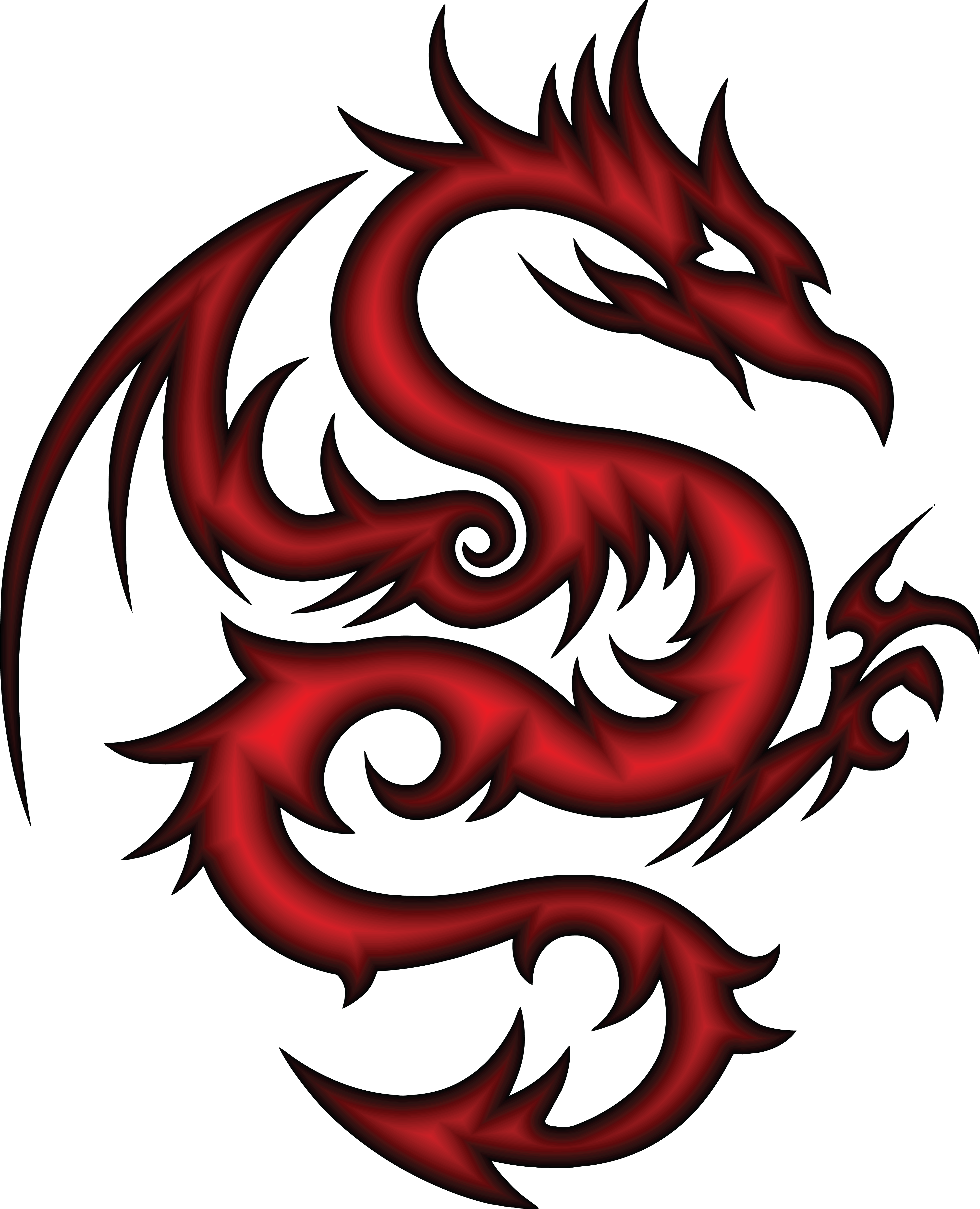 Red Dragon Clipart Free - Tattoo Tribal Dragon Red (4000x4933)