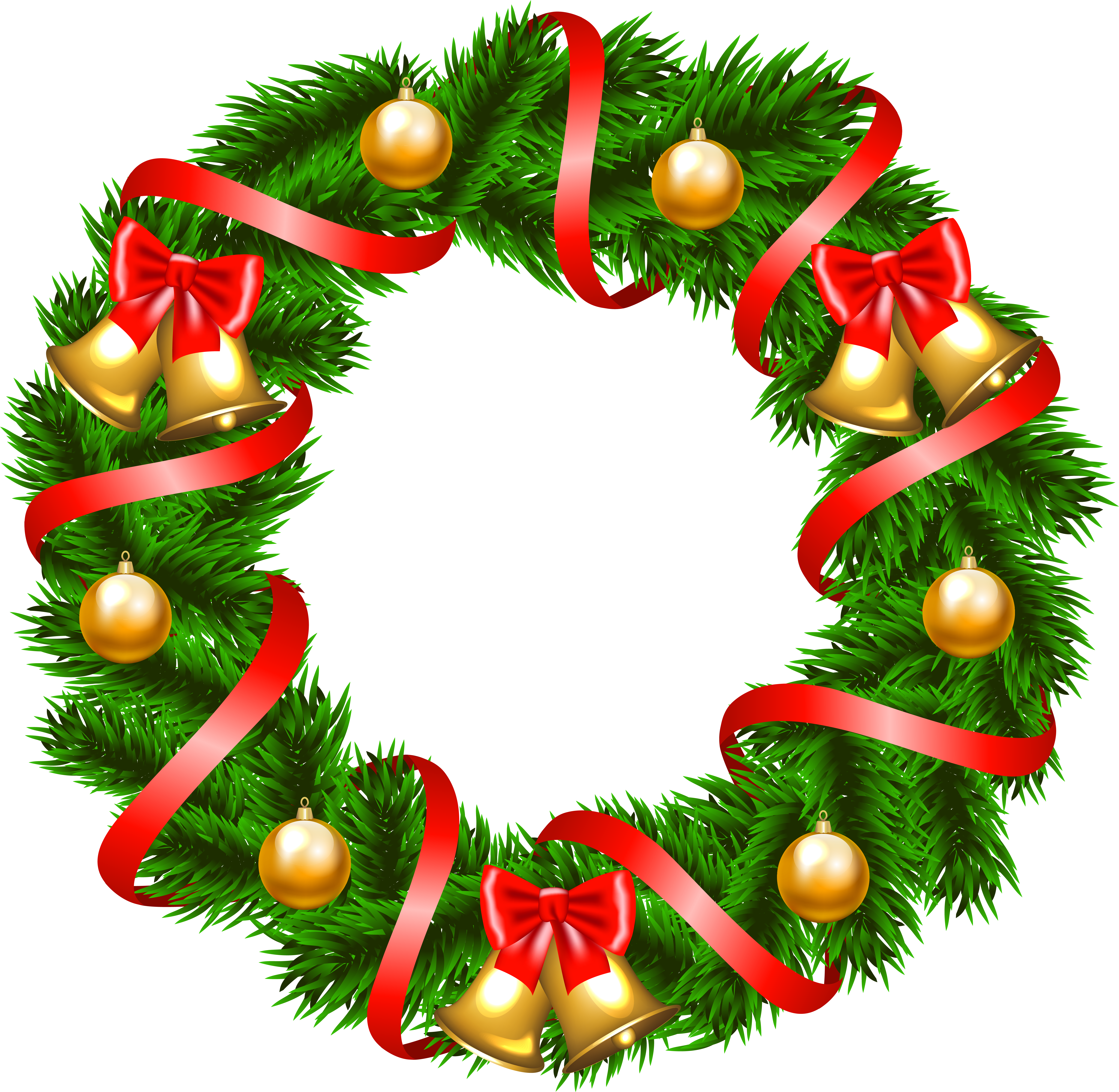 Free Christmas Wreath Clip Art - Christmas Wreath Clip Art (6158x6076)