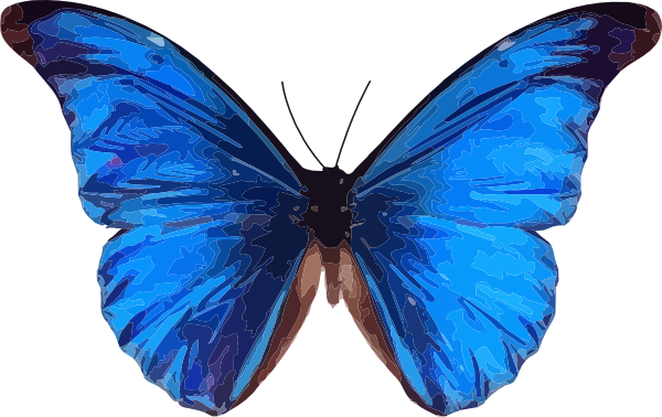 Blue Butterfly Clip Art - Blue Butterfly Clipart Transparent (600x378)