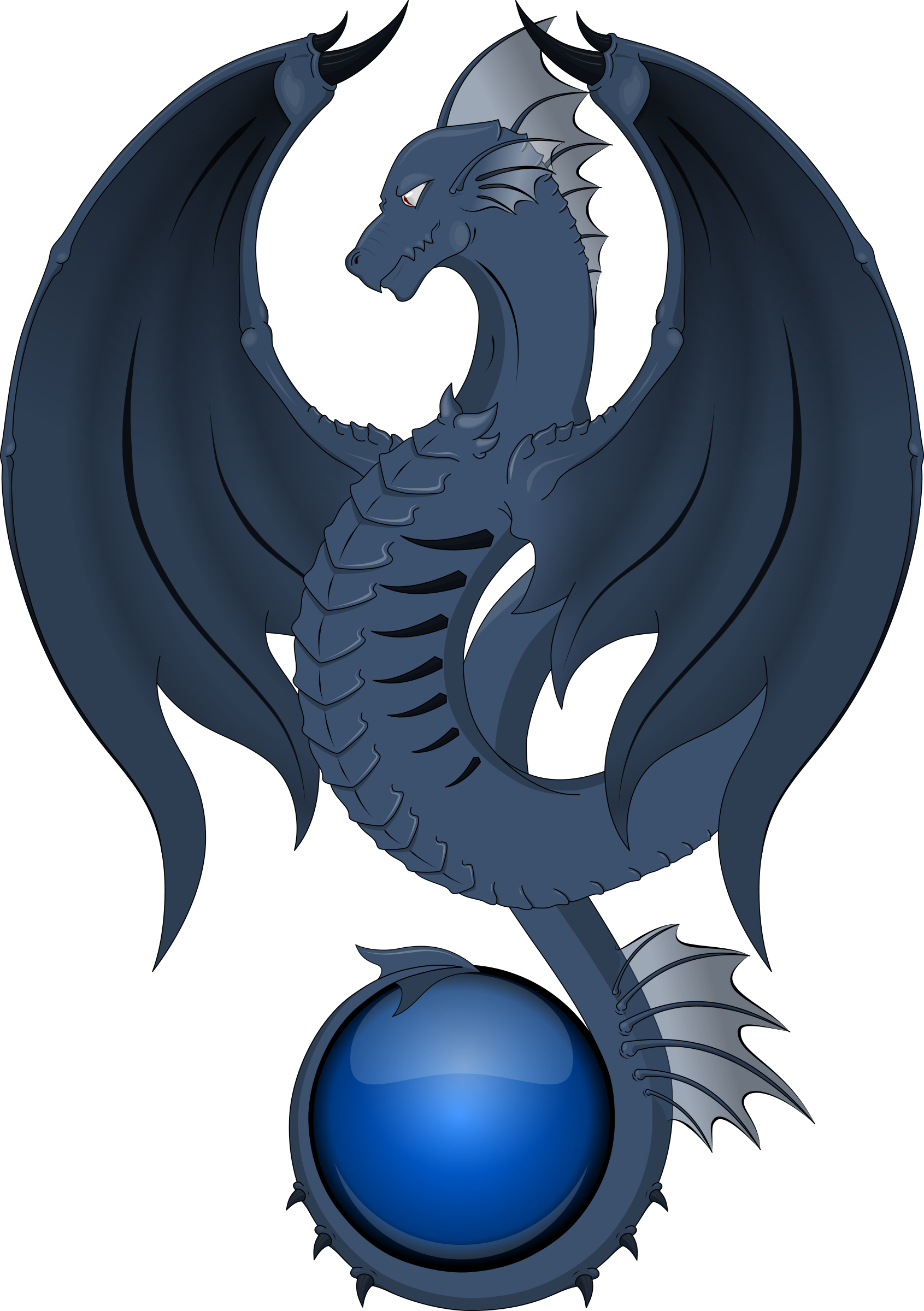 Dragon Azul - Dragon Holding Orb Transparent (1691x2400)