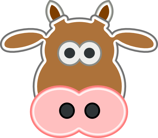 Brown Cow Head Clipart (600x524)