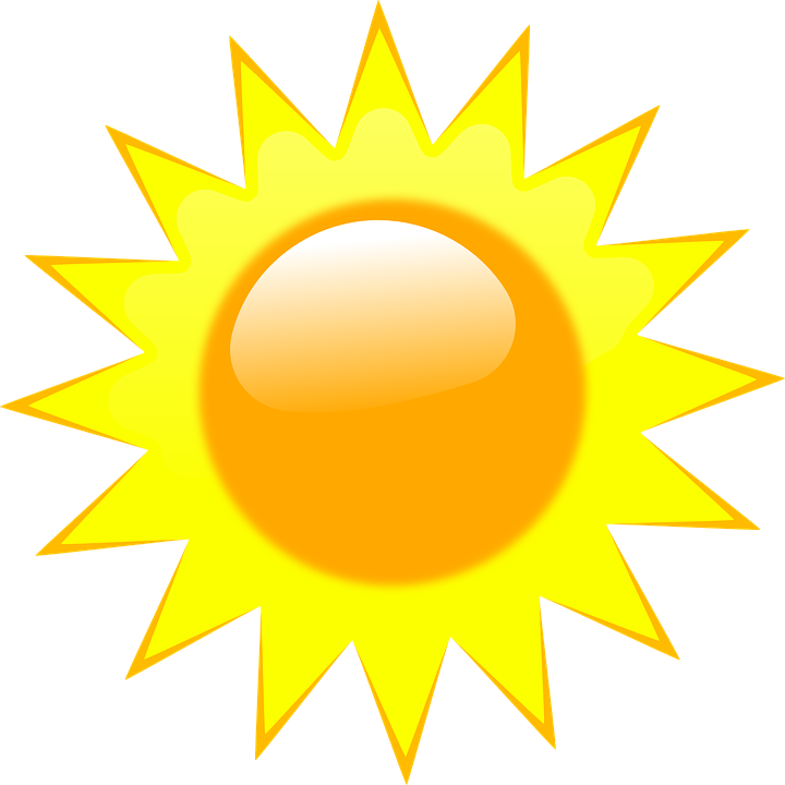 Sun, Rays, Light, Summer, Sunlight - Weather Forecast Symbols Sunny (720x720)