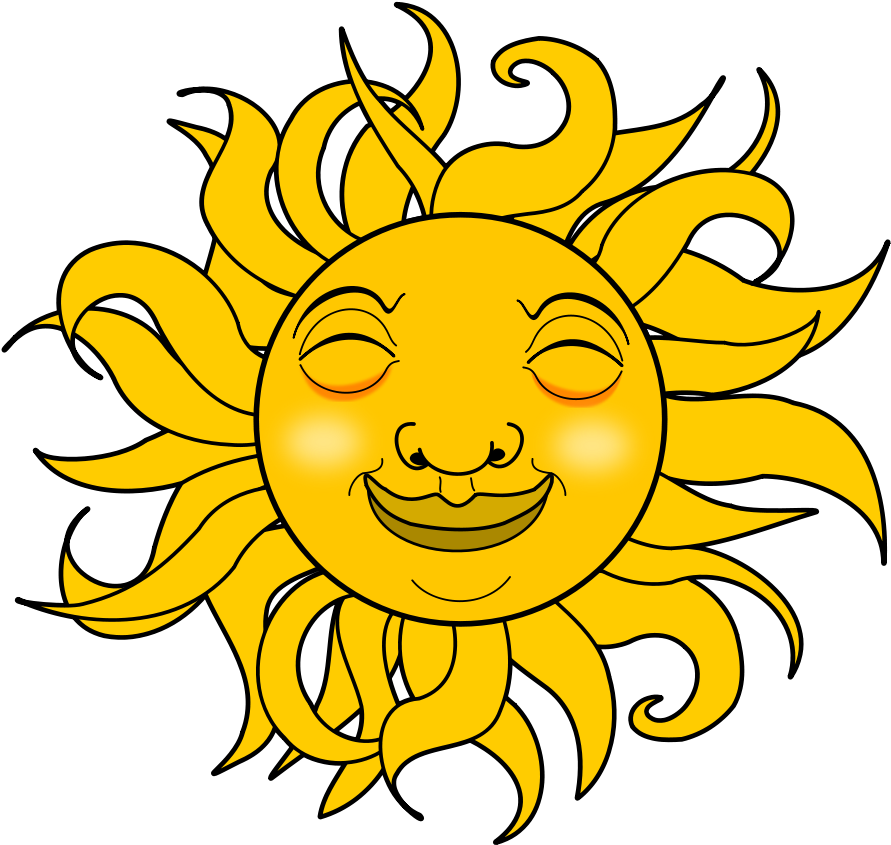 Sun And Moon Clip Art - Smiling Sun Gif Png (900x879)
