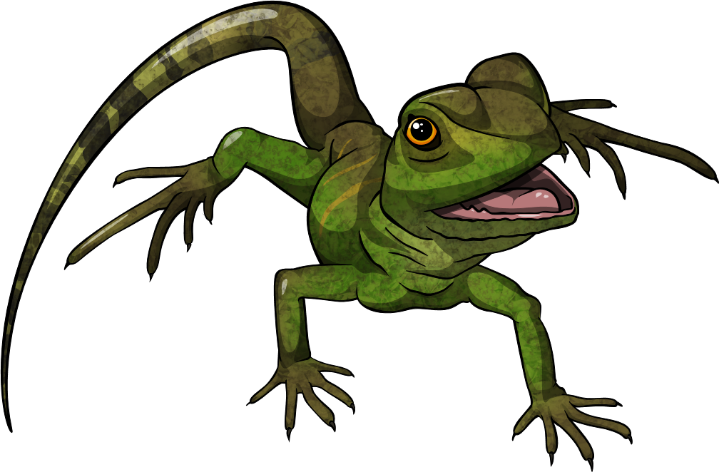 Wanted Gecko Art] - Chinese Water Dragon Cartoon (1008x662)
