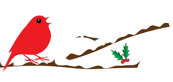 Bird On Branch With Snow - Winterclipart Png (709x337)