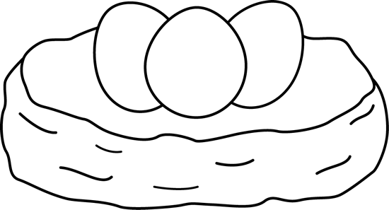 Black And White Birds Nest - Bird Nest Black And White Clipart (550x297)