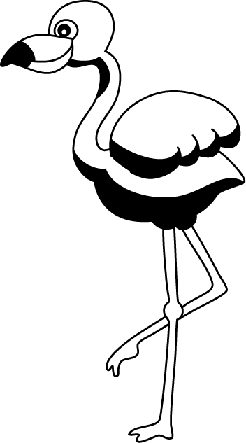Flamingo Clip Art Free - Cute Flamingo Clip Art Black And White (352x633)