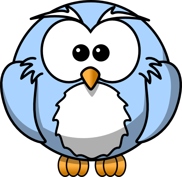 Blue Cartoon Owl Clip Art - Cartoon Owl Blue (600x585)