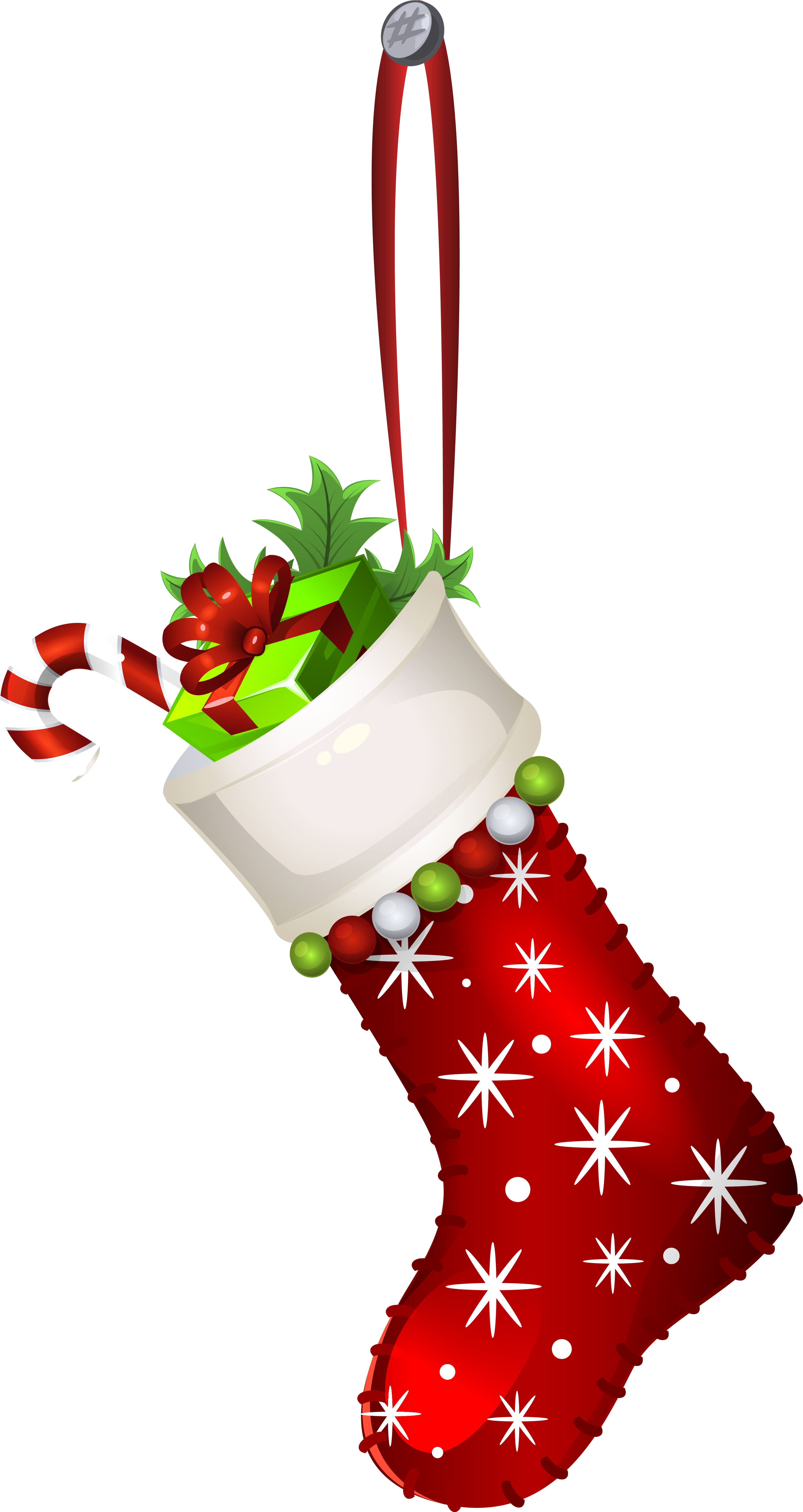 Red Christmas Stocking Transparent Png Clip Art Image - Christmas Stocking Png (3512x6356)