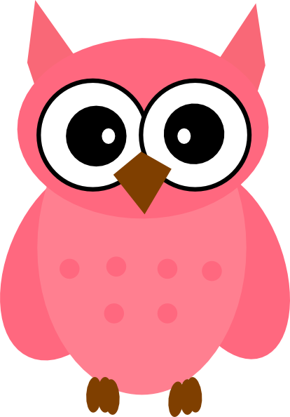 Owl Pink Clip Art - Cartoon Owls (414x594)
