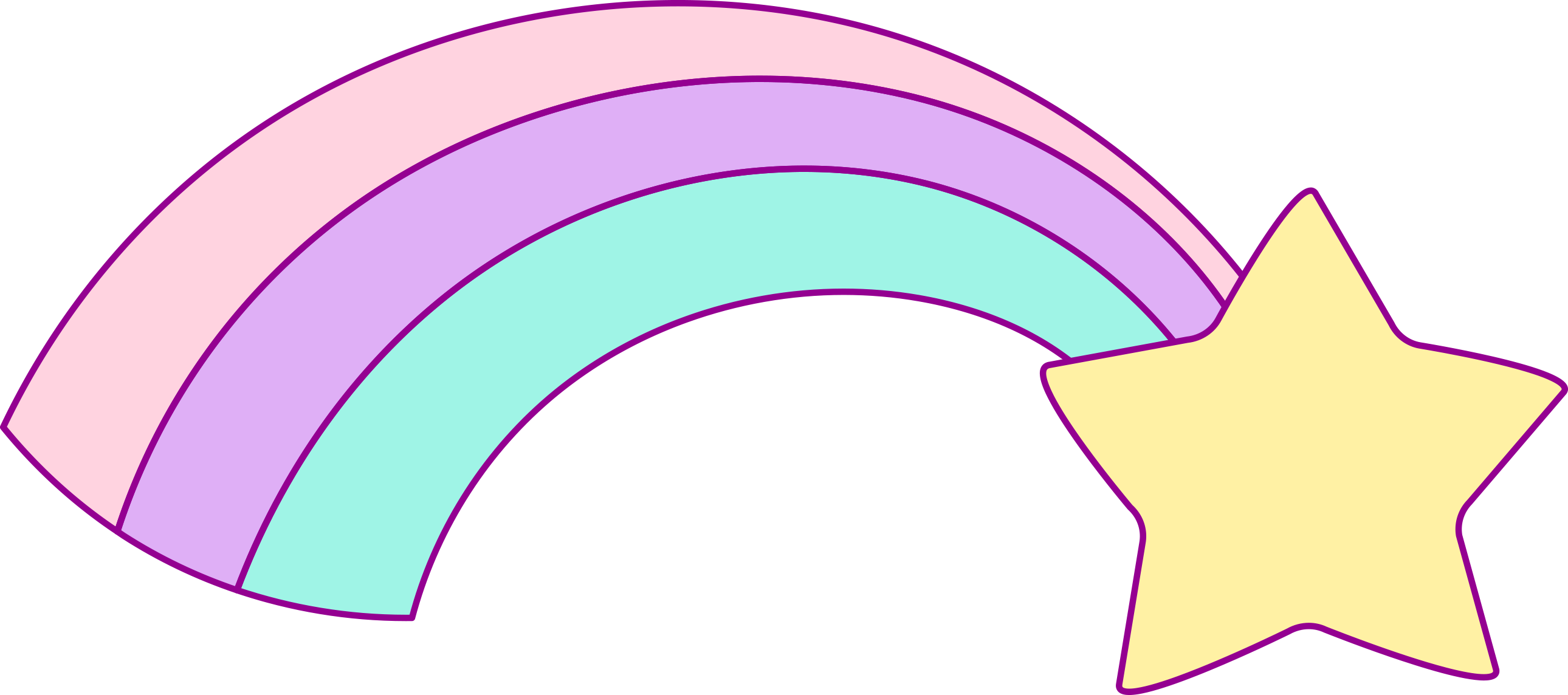 Free Hand Drawn Unicorn Clip Art - Arco Iris Unicornio Png (2580x1144)