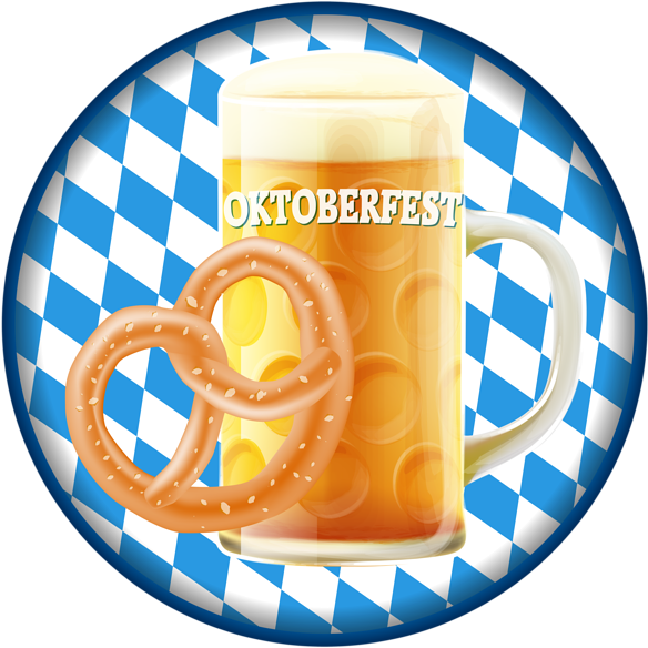 Oktoberfest Badge With Beer Png Clip Art Image - Black And White Patterns (828x827)