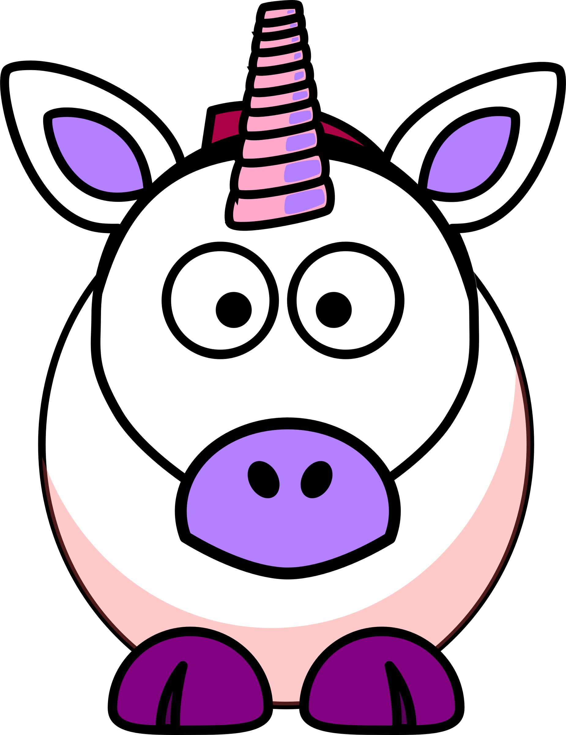 Unicorn Clipart Fans - Cartoon Unicorn Clipart (1850x2400)