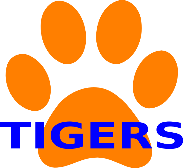 Orange Paw Print Tigers 2 Clip Art - Draw A Tiger Paw Print (600x551)